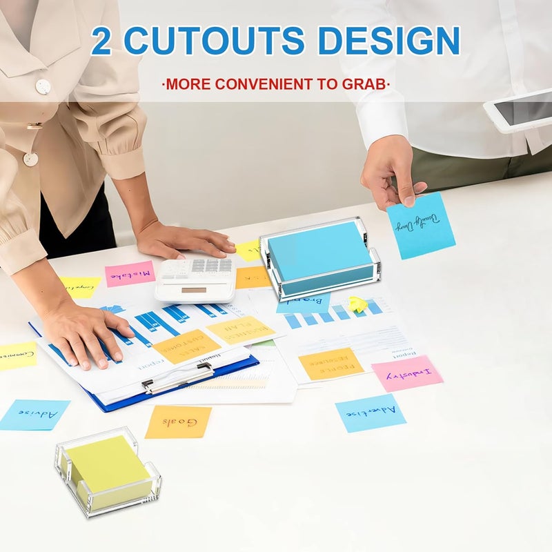 WINFFOR Acrylic Notepad Holder Dispenser - 4x6 in Sticky Note Memo Holder Self-Stick Note Pad Organizer (W/O Pads) Office Desk Accessories School Supplies, Crystal Clear - Image 2